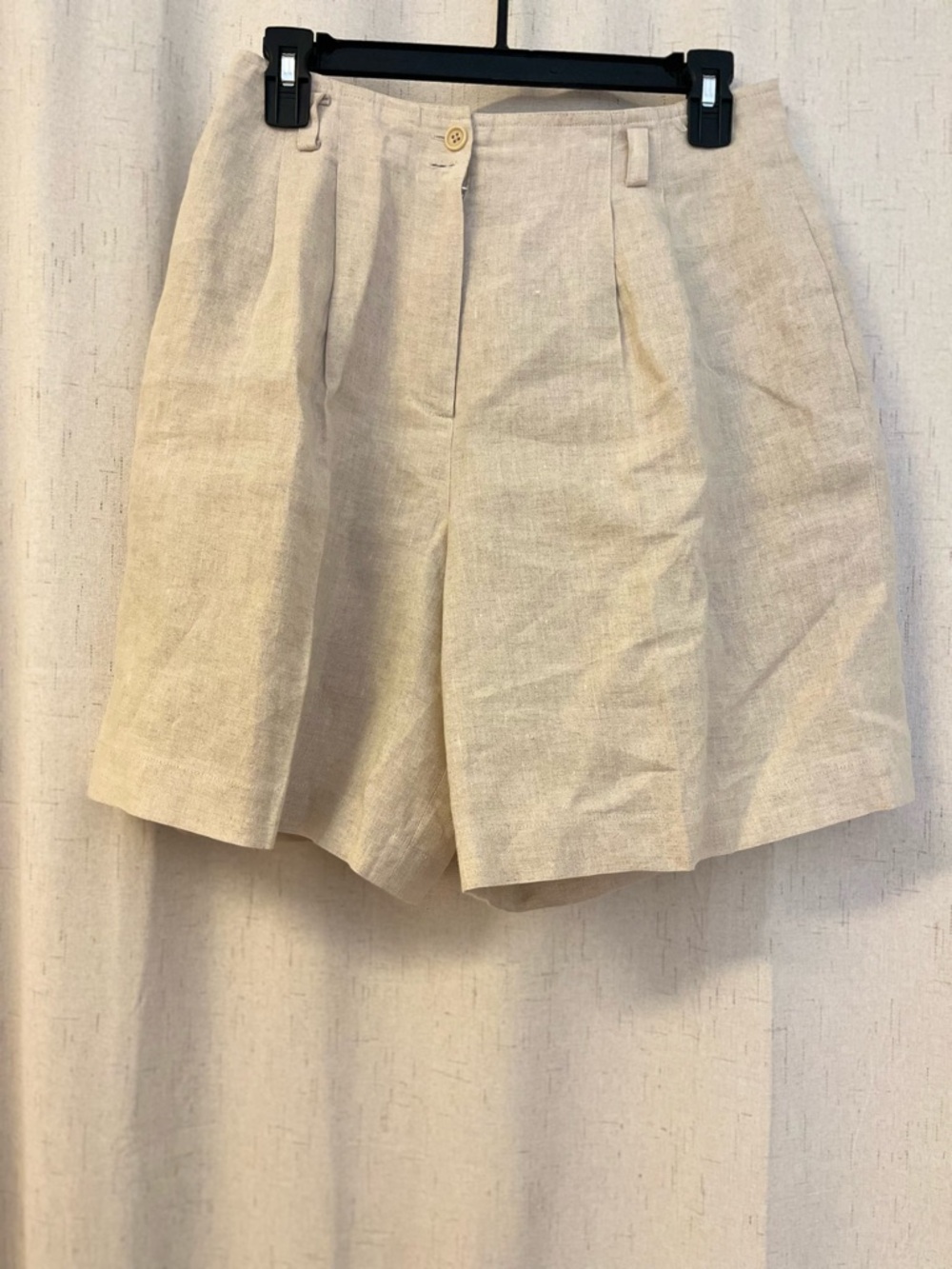 Preview Collection Cream High-Waist Pleated  Premium Linen Shorts